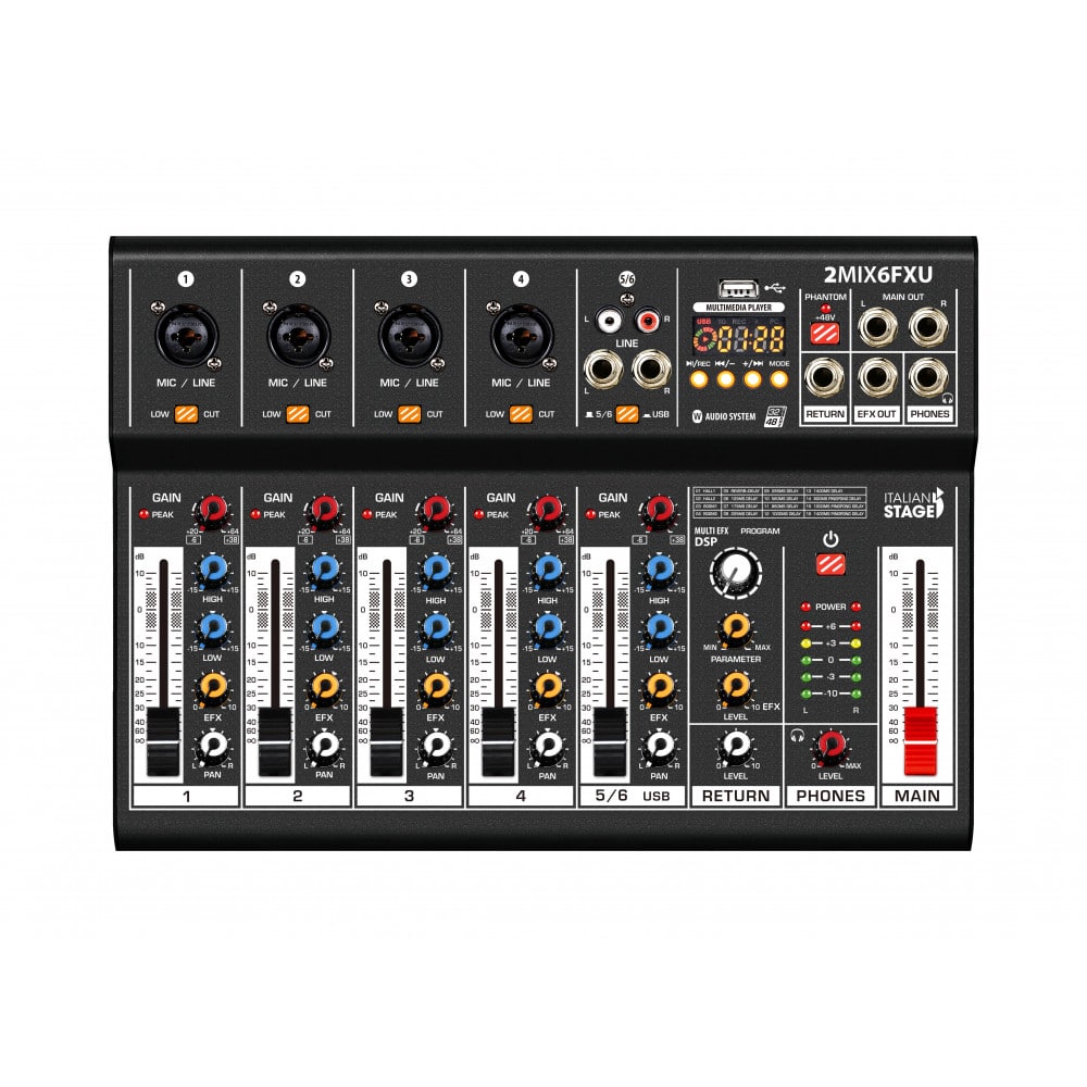 Italian Stage 2MIX6FXU 6-kan. Mikseri, Bluetooth, USB, Mediaplayer