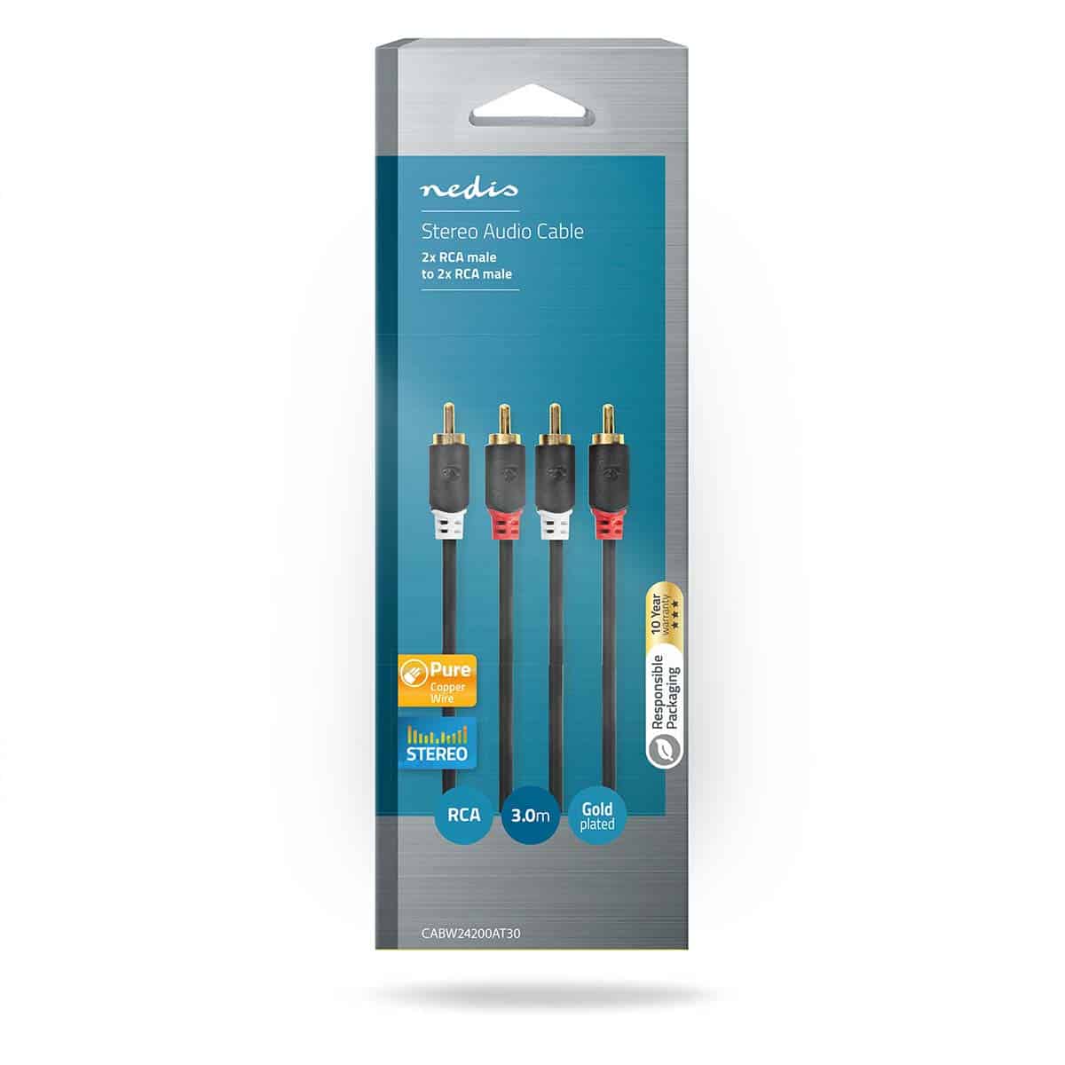 Stereo audio cable 2xRCA male to 2xRCA male